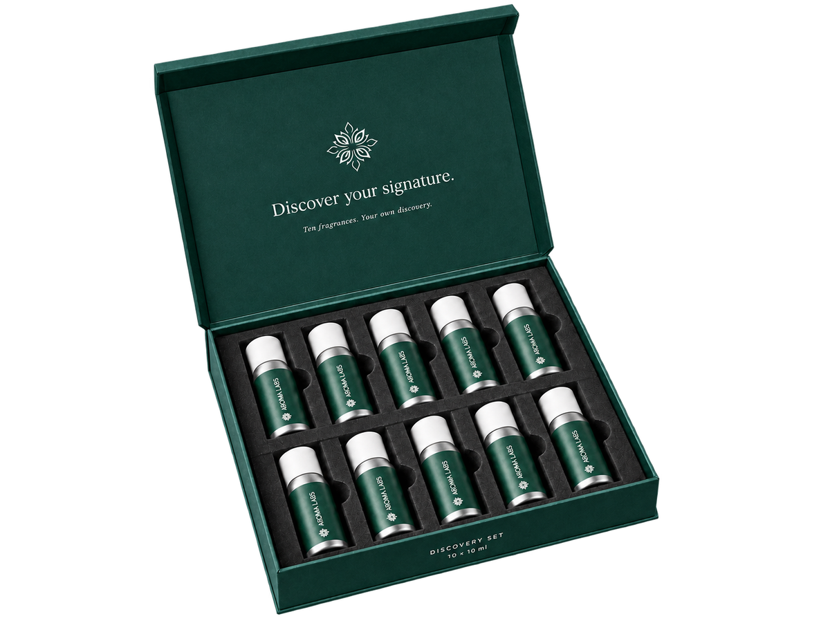 Aroma Labs discovery set with ten sample bottles