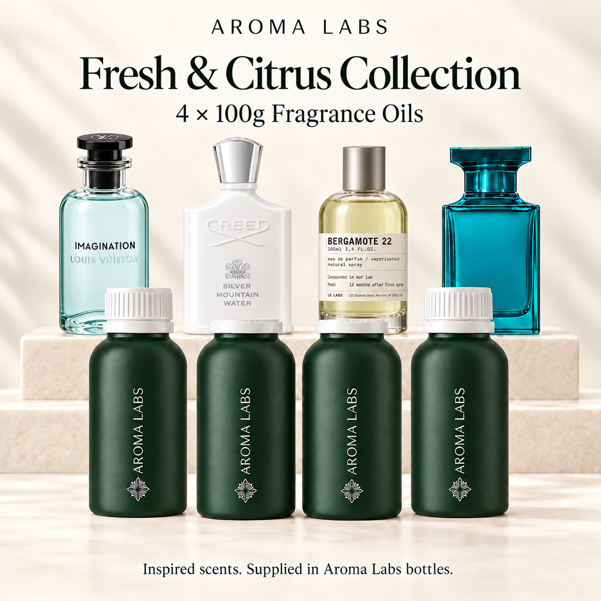 Fresh & Citrus Collection — hero, Aroma Labs 100g fragrance oils