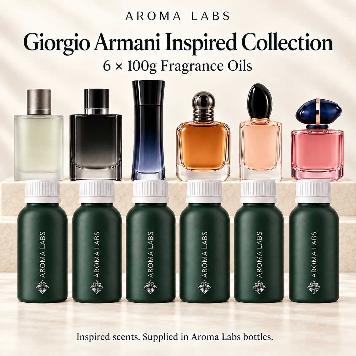 Giorgio Armani Inspired Collection — hero, Aroma Labs 100g fragrance oils