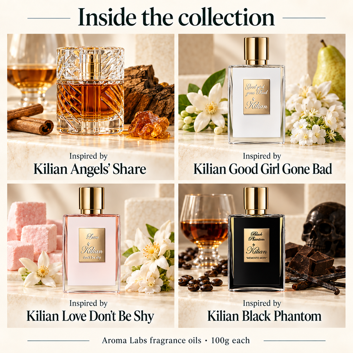 Kilian Inspired Collection — contents, Aroma Labs 100g fragrance oils