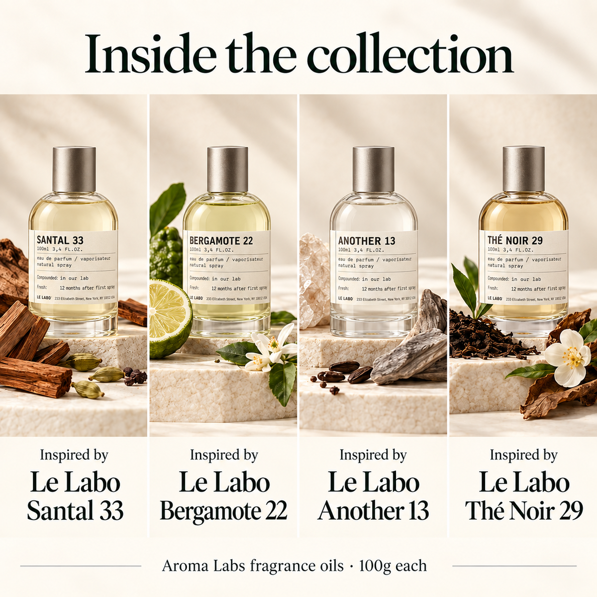 Le Labo Inspired Collection — contents, Aroma Labs 100g fragrance oils