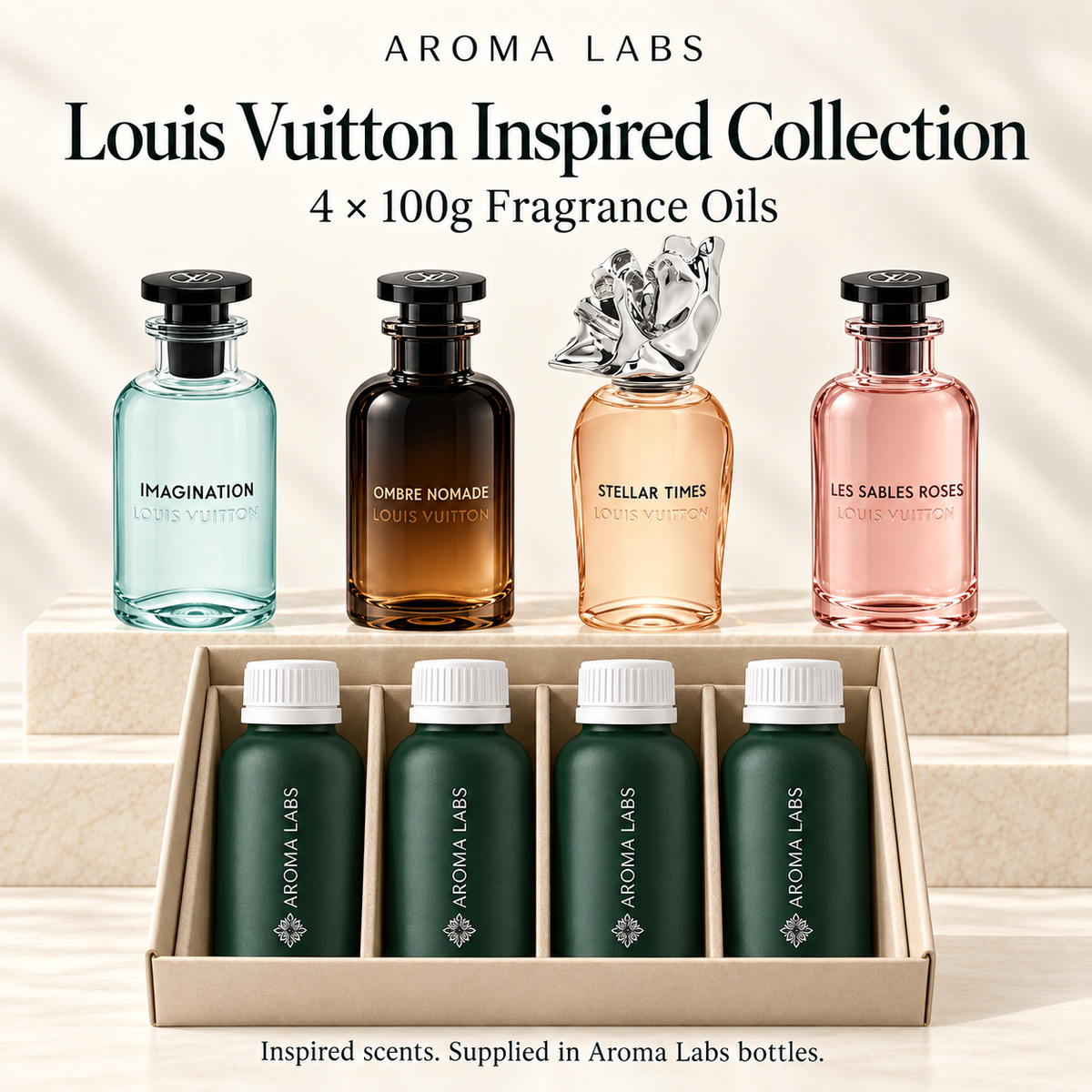 Louis Vuitton Inspired Collection — hero, Aroma Labs 100g fragrance oils