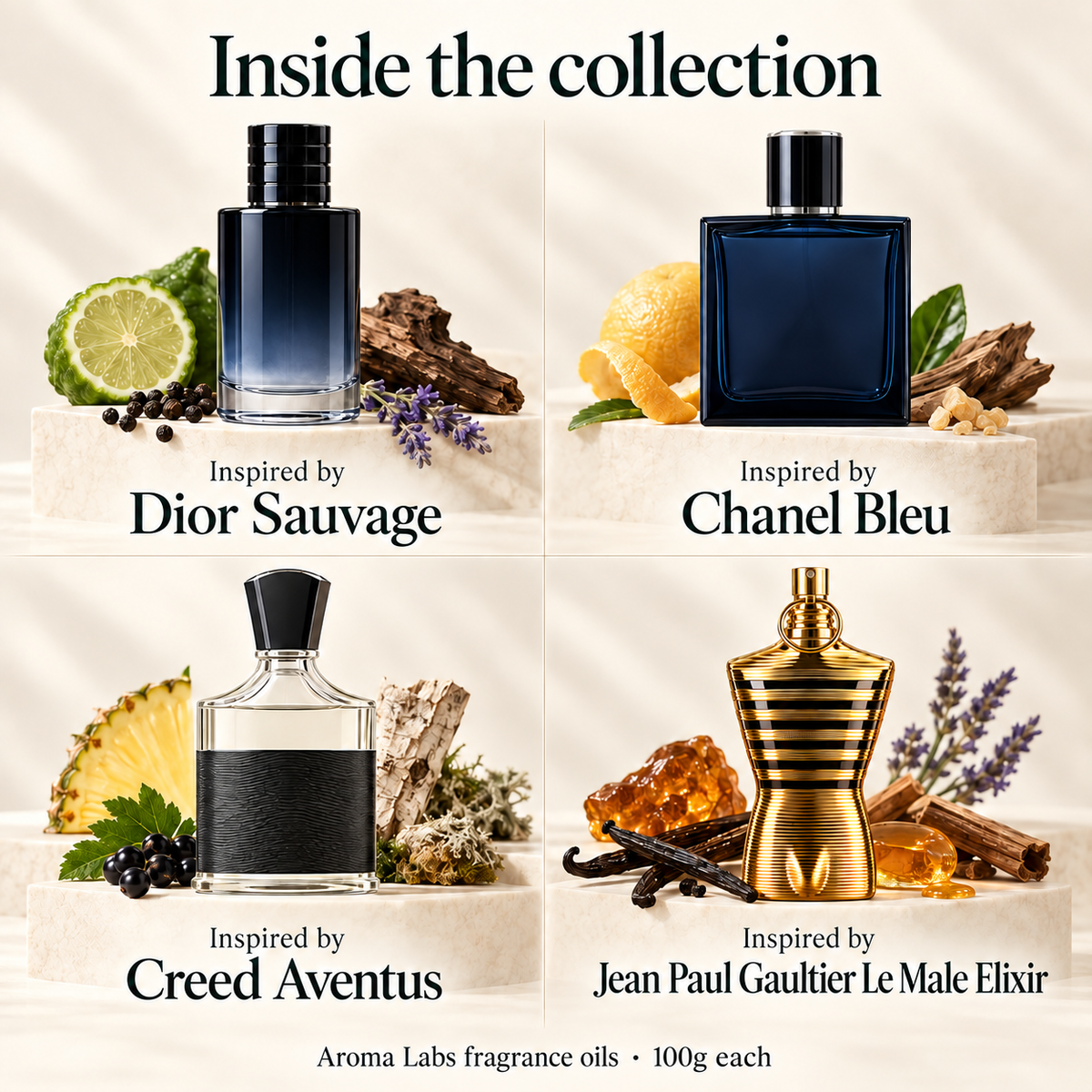 Men’s Edit 2027 — contents, Aroma Labs 100g fragrance oils