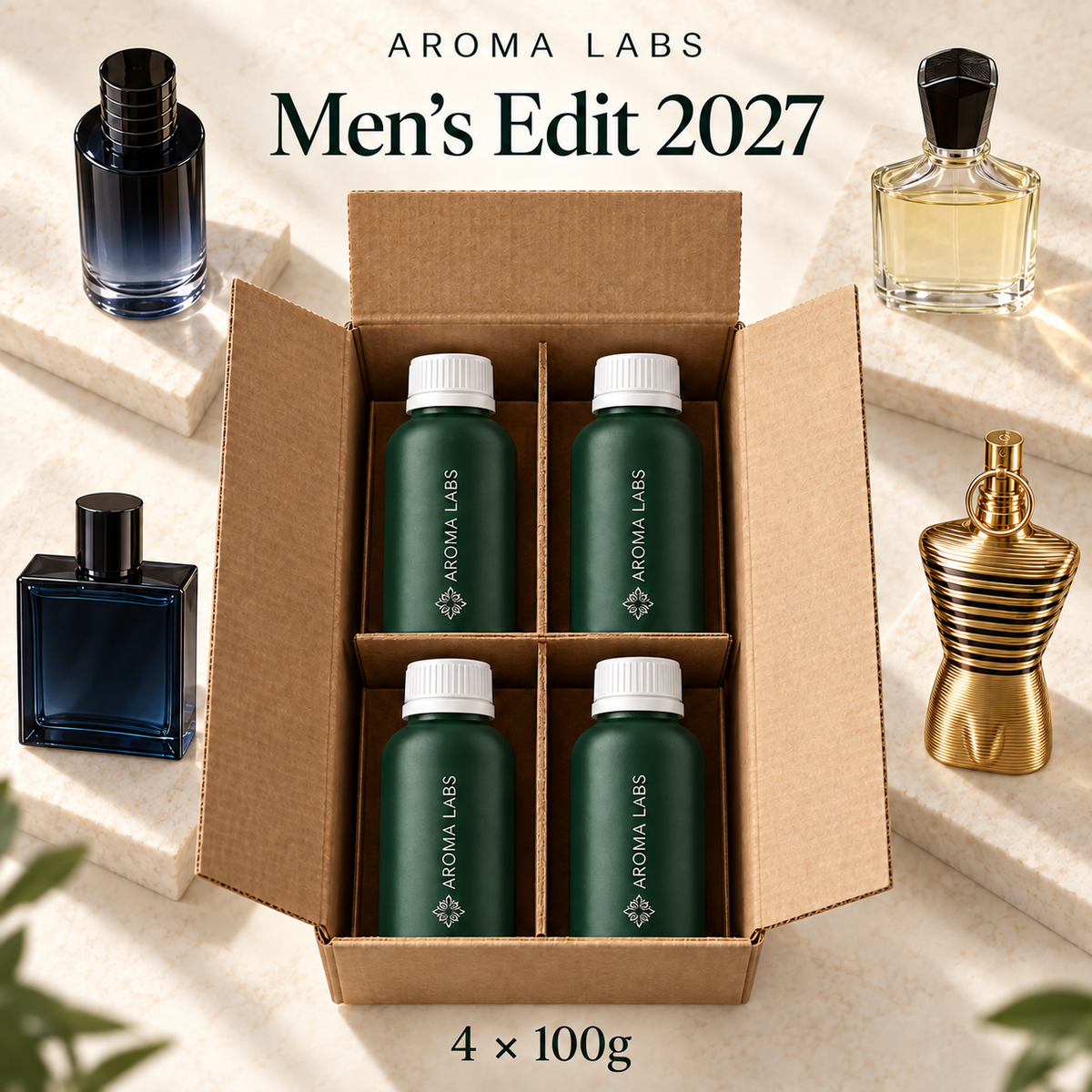 Men’s Edit 2027 — shipping, Aroma Labs 100g fragrance oils