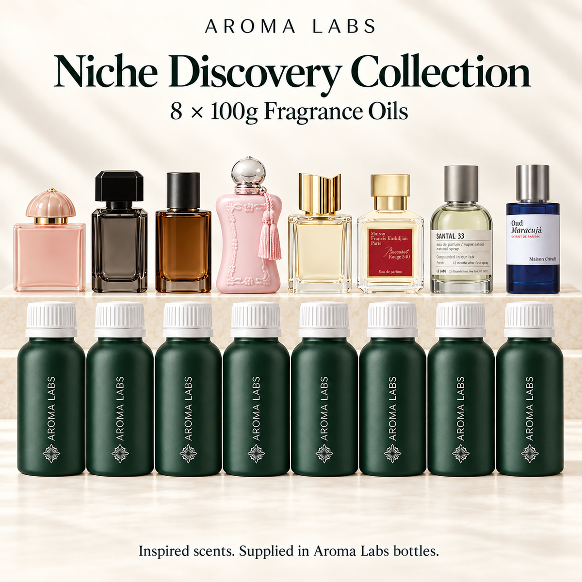 Niche Discovery Collection — hero, Aroma Labs 100g fragrance oils
