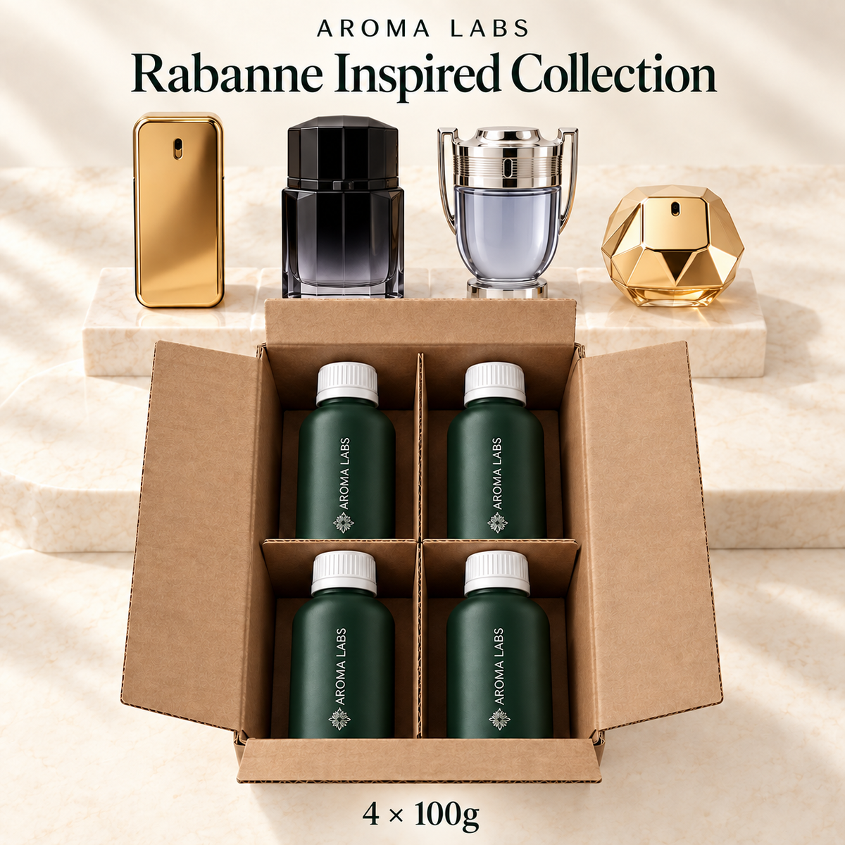 Rabanne Inspired Collection — shipping, Aroma Labs 100g fragrance oils