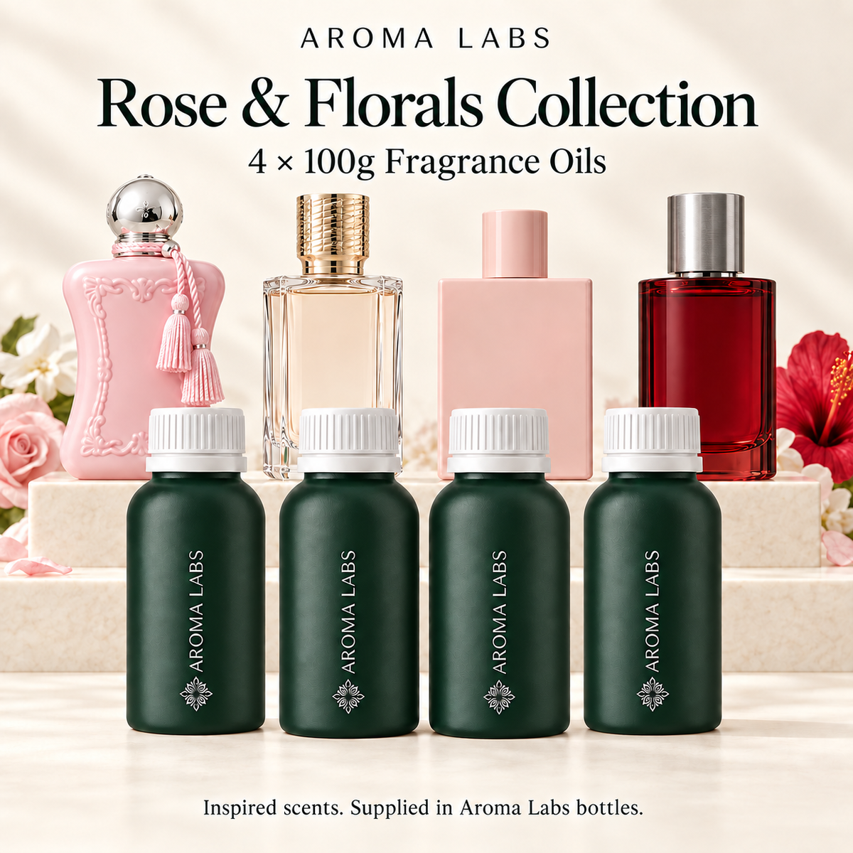 Rose & Florals Collection — hero, Aroma Labs 100g fragrance oils
