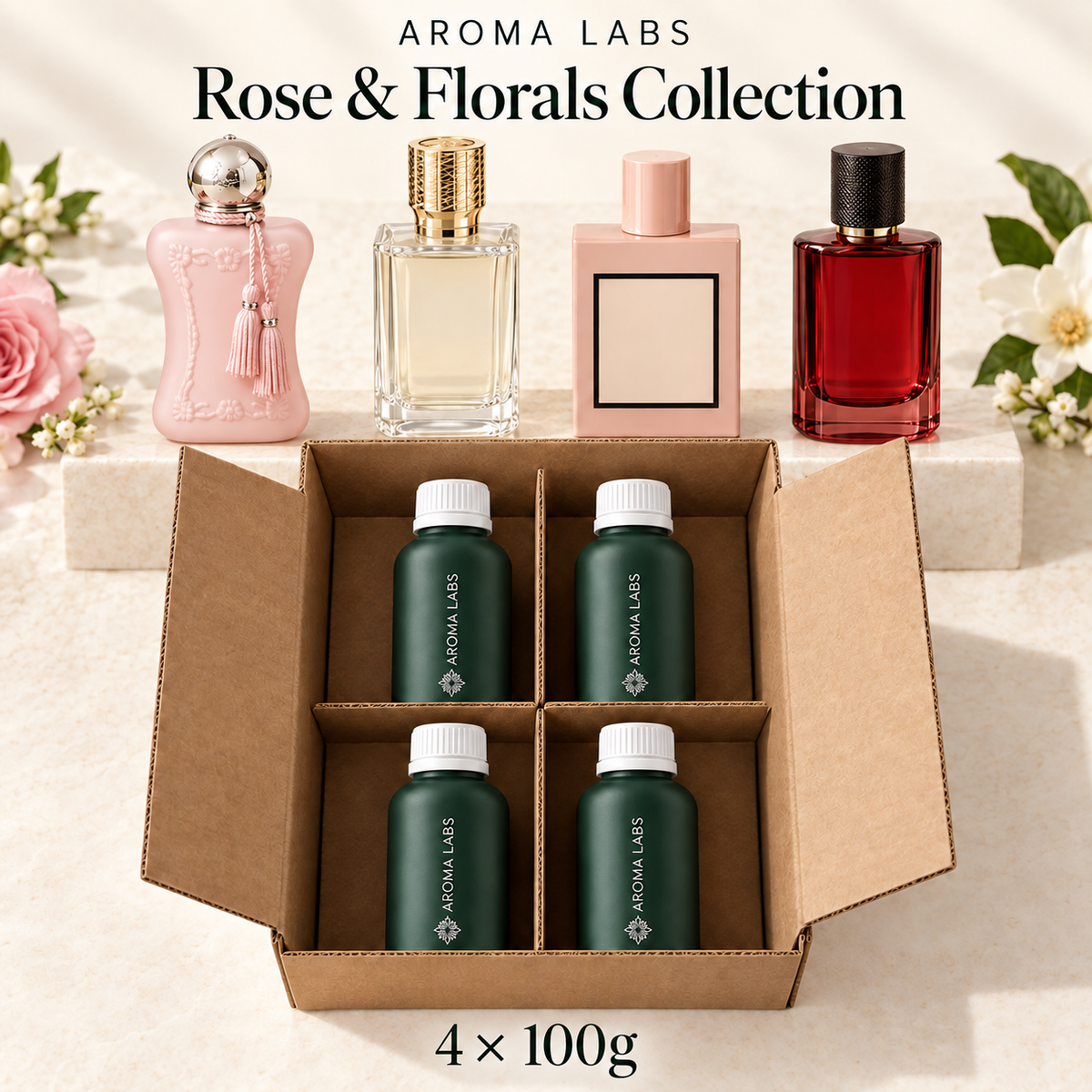 Rose & Florals Collection — shipping, Aroma Labs 100g fragrance oils