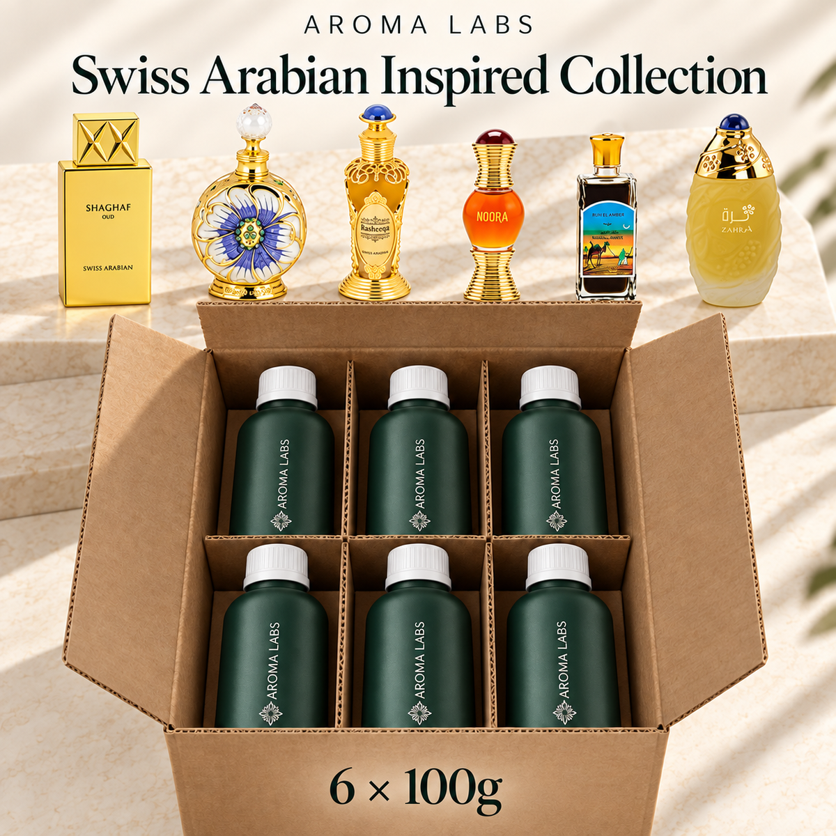 Swiss Arabian Inspired Collection — shipping, accurate inspiration bottles; Aroma Labs 100g oils