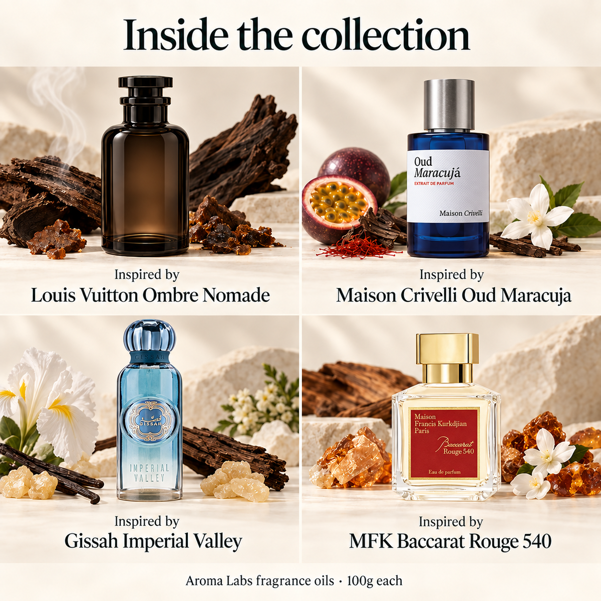 UAE Edit 2027 — contents, Aroma Labs 100g fragrance oils