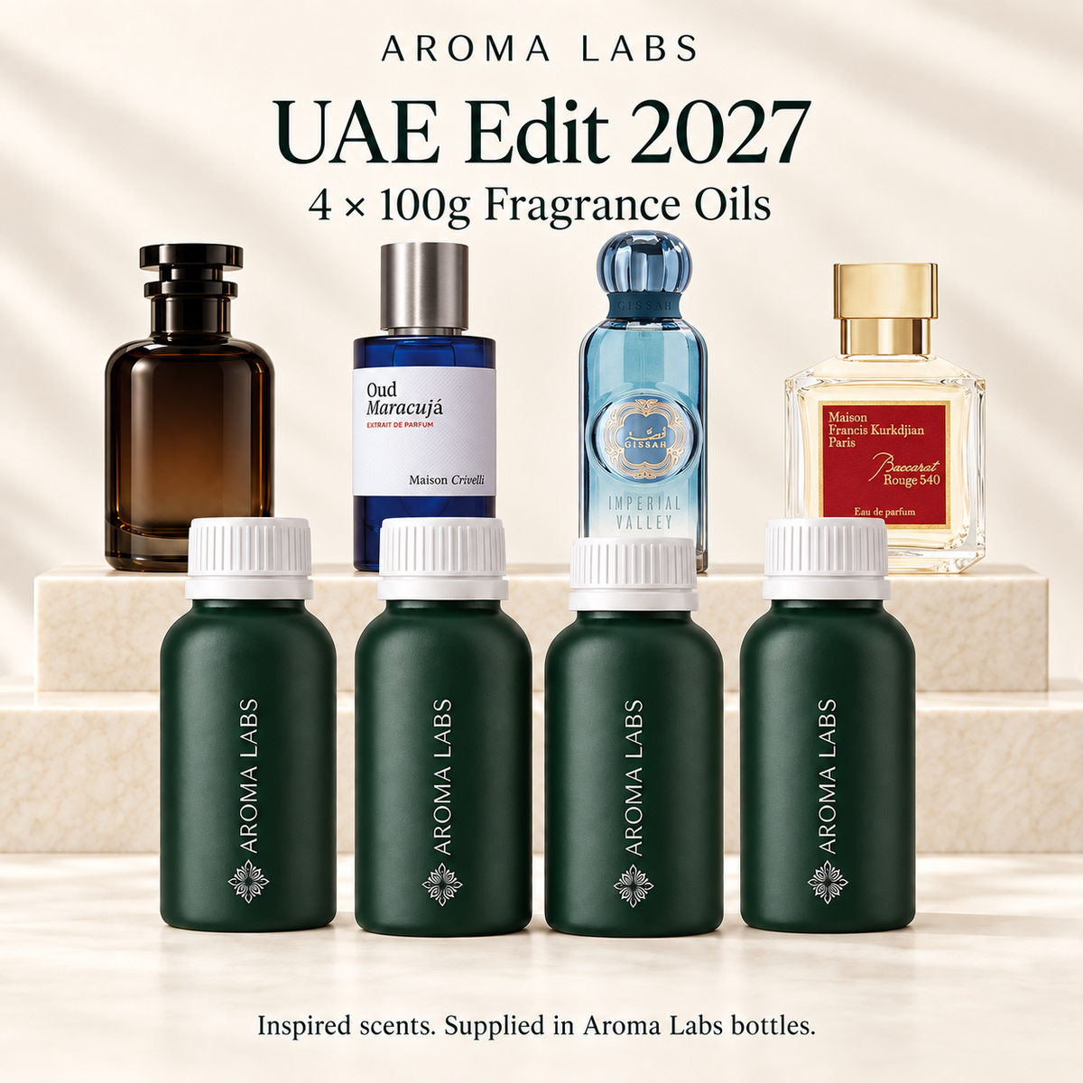UAE Edit 2027 — hero, Aroma Labs 100g fragrance oils