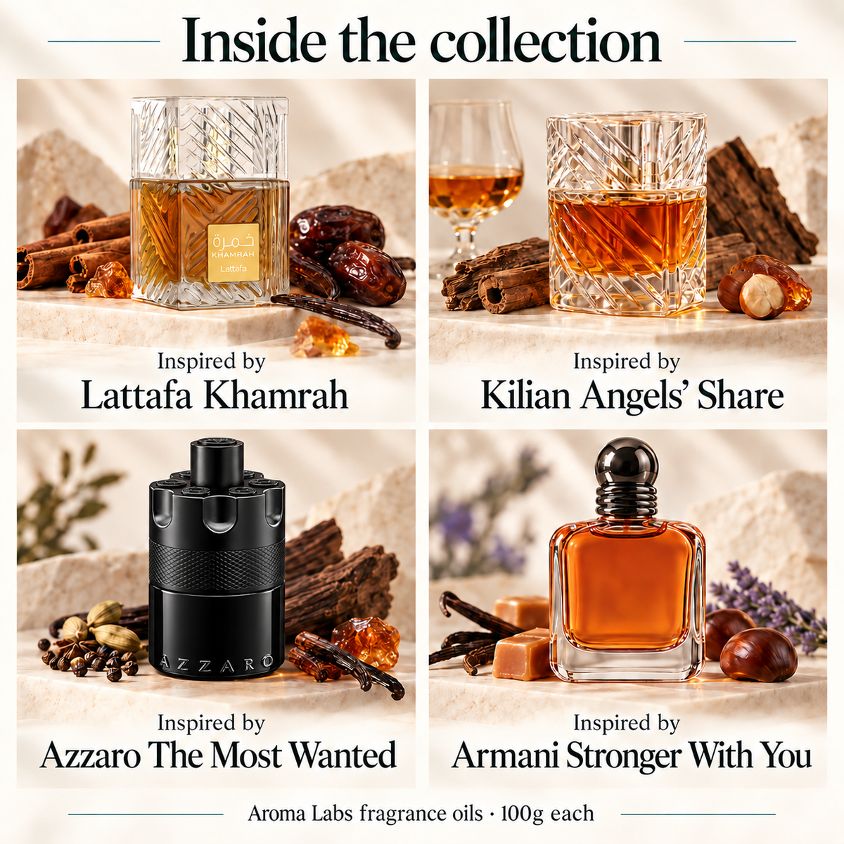 Winter Collection — contents, Aroma Labs 100g fragrance oils
