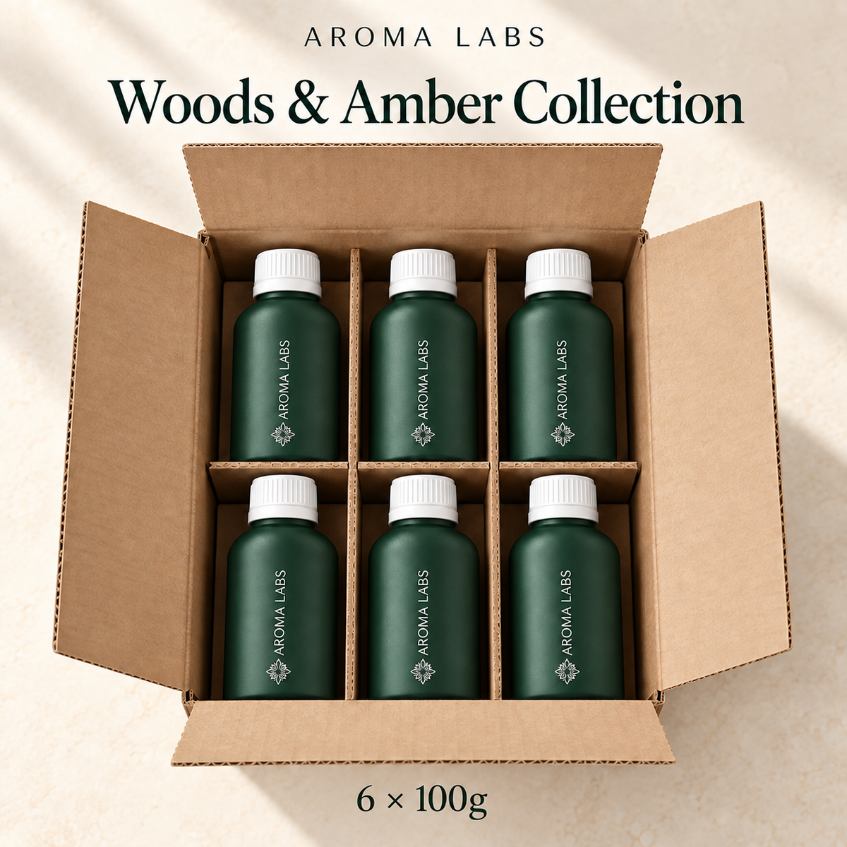 Woods & Amber Collection — shipping, Aroma Labs 100g fragrance oils